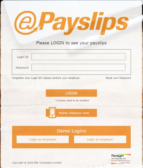 my.epayslips.com login page